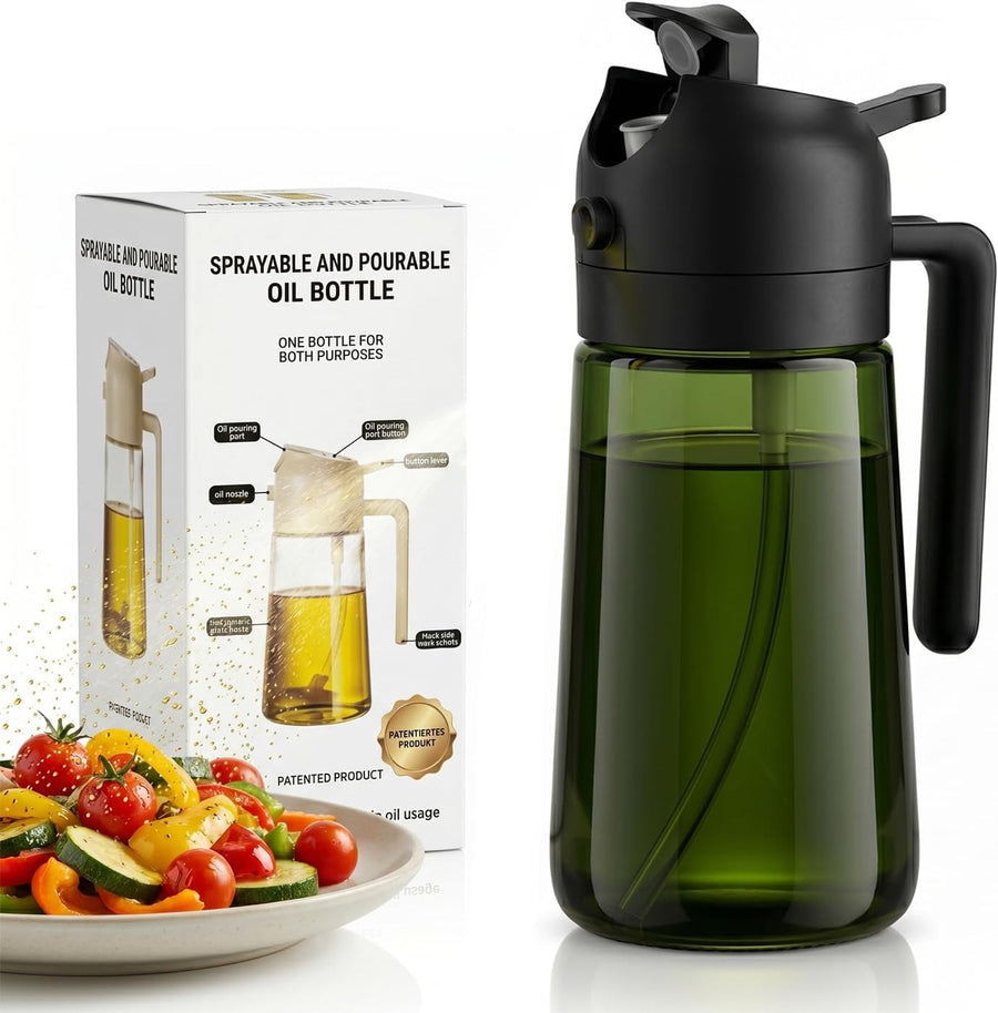 2 in 1 Ölsprüher 470ml Glasölflaschen Sprühflasche Grün
