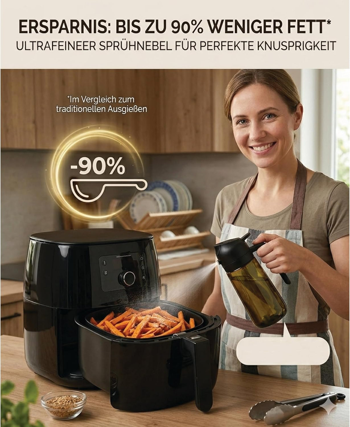 2 in 1 Ölsprüher Glasölflasche Transparent 470ml
