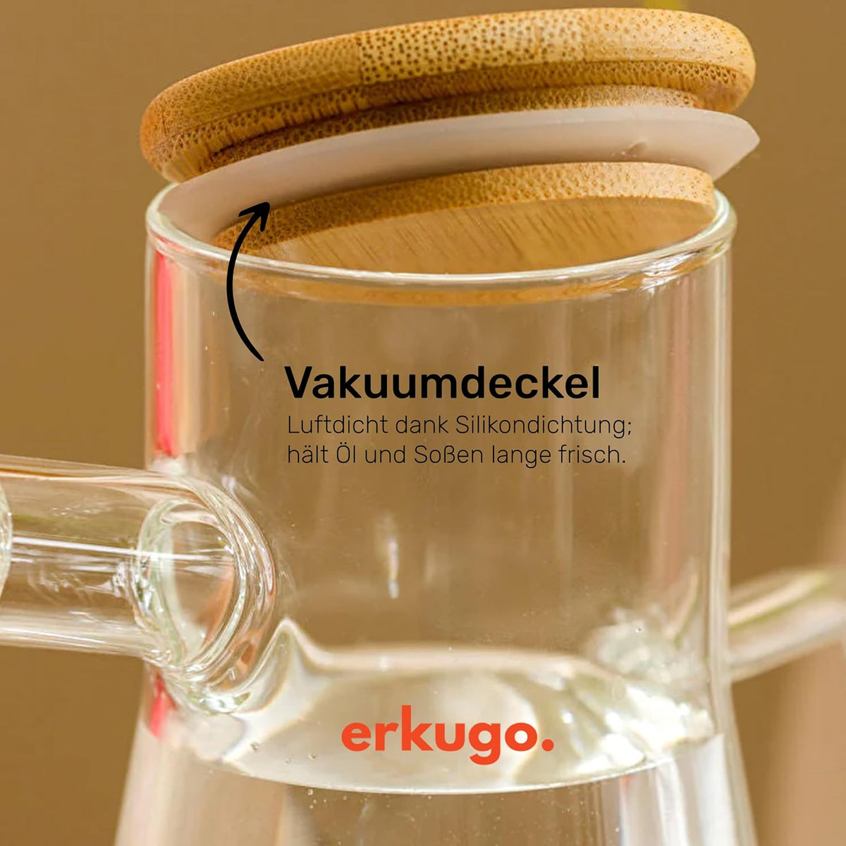 2er Öl Essig Spender Set 2*200 ml Glas mit Bambusdeckel inkl.Bambusständer