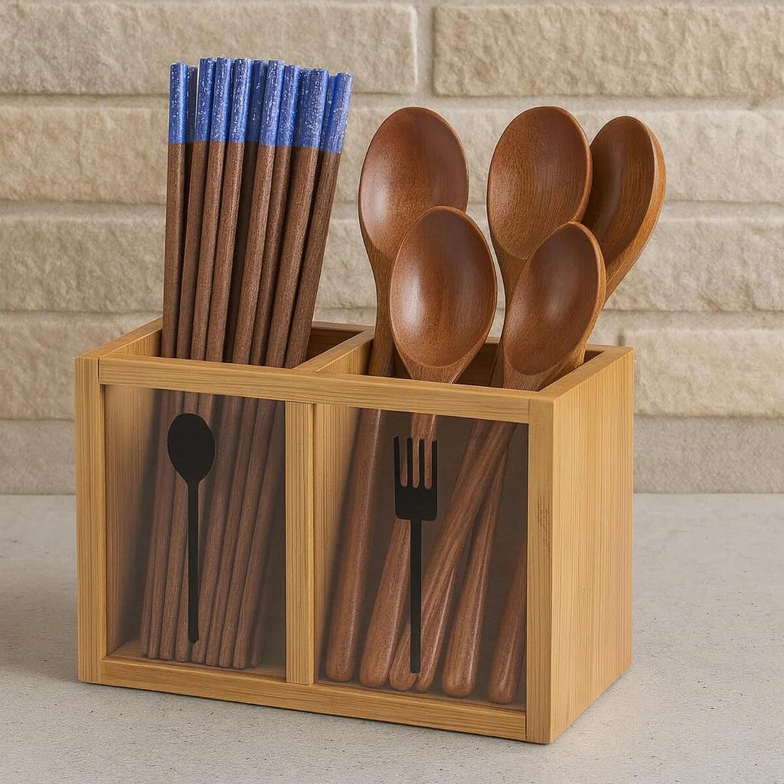 Bambus Besteckbox (2-fach)
