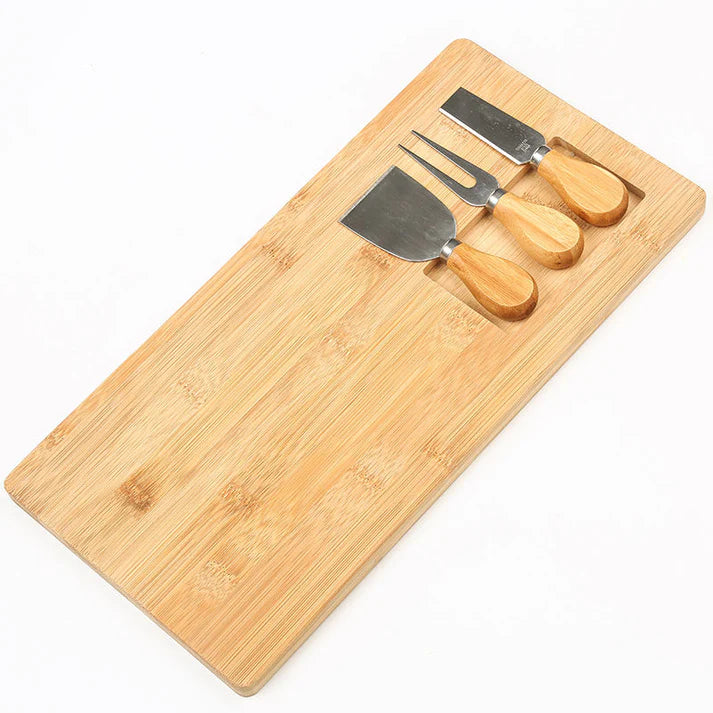 Bambus Käse-Servierbrett mit Messer-Set